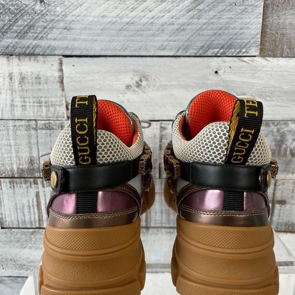 Gucci Flashtrek Gold Sega size 38.5 sneaker with removable crystal straps - Picture 7 of 10